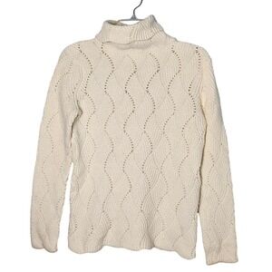 Sundance Cotton Legends Turtlneck Sweater White Womens Medium